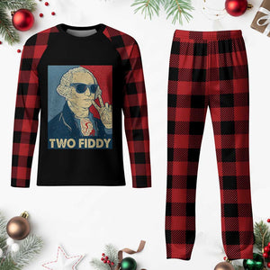 Two Fiddy George Washington 250th Anniversary Plaid Pajama Set Funny 4th of July
