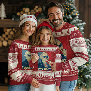Two Fiddy George Washington 250th Anniversary Ugly Christmas Sweater Funny 4th of July
