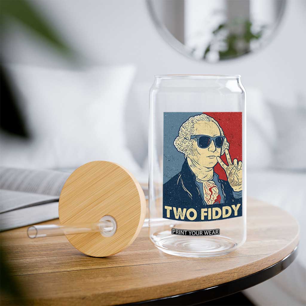 Two Fiddy George Washington 250th Anniversary Glass Can Funny 4th of July