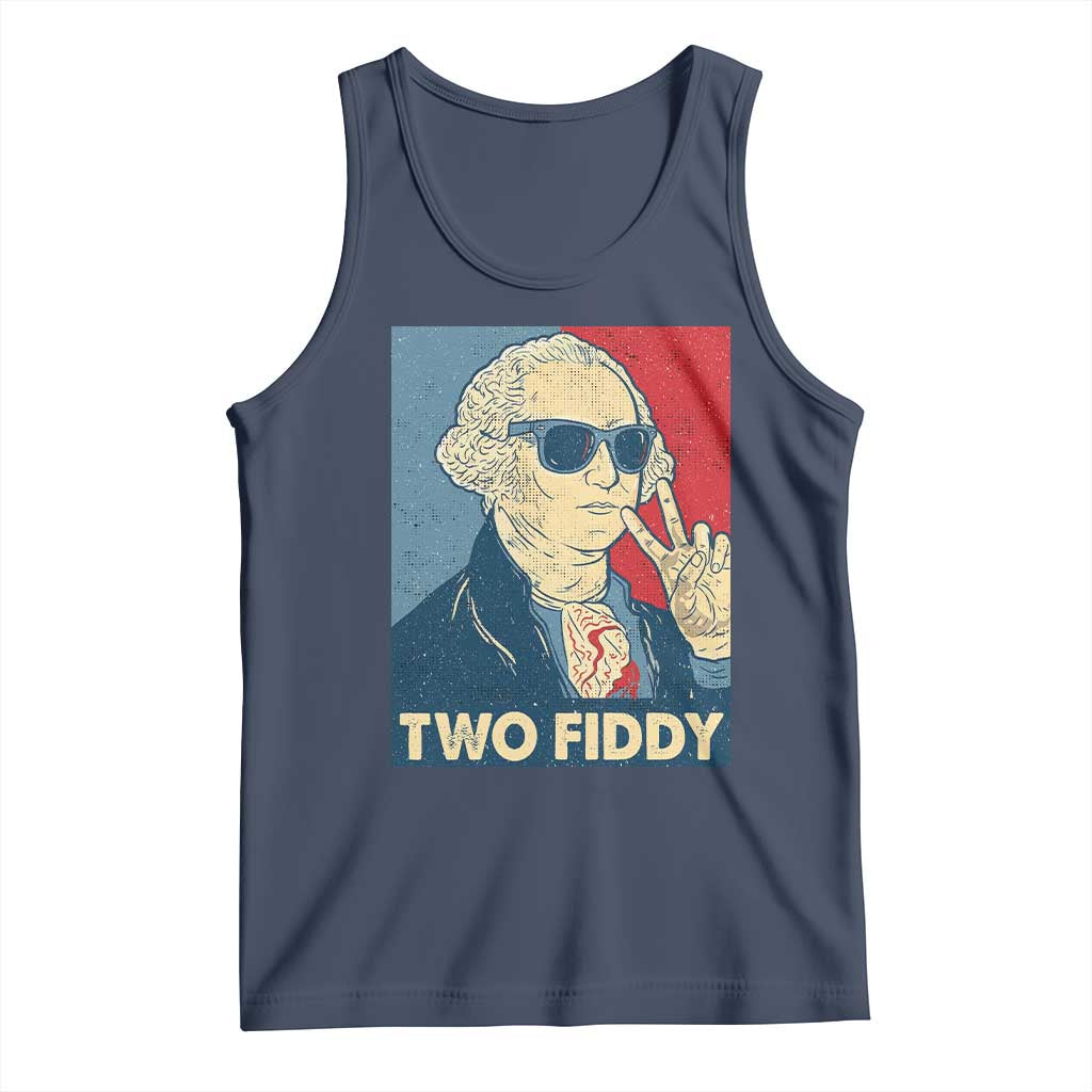 Two Fiddy George Washington 250th Anniversary Tank Top Funny 4th of July