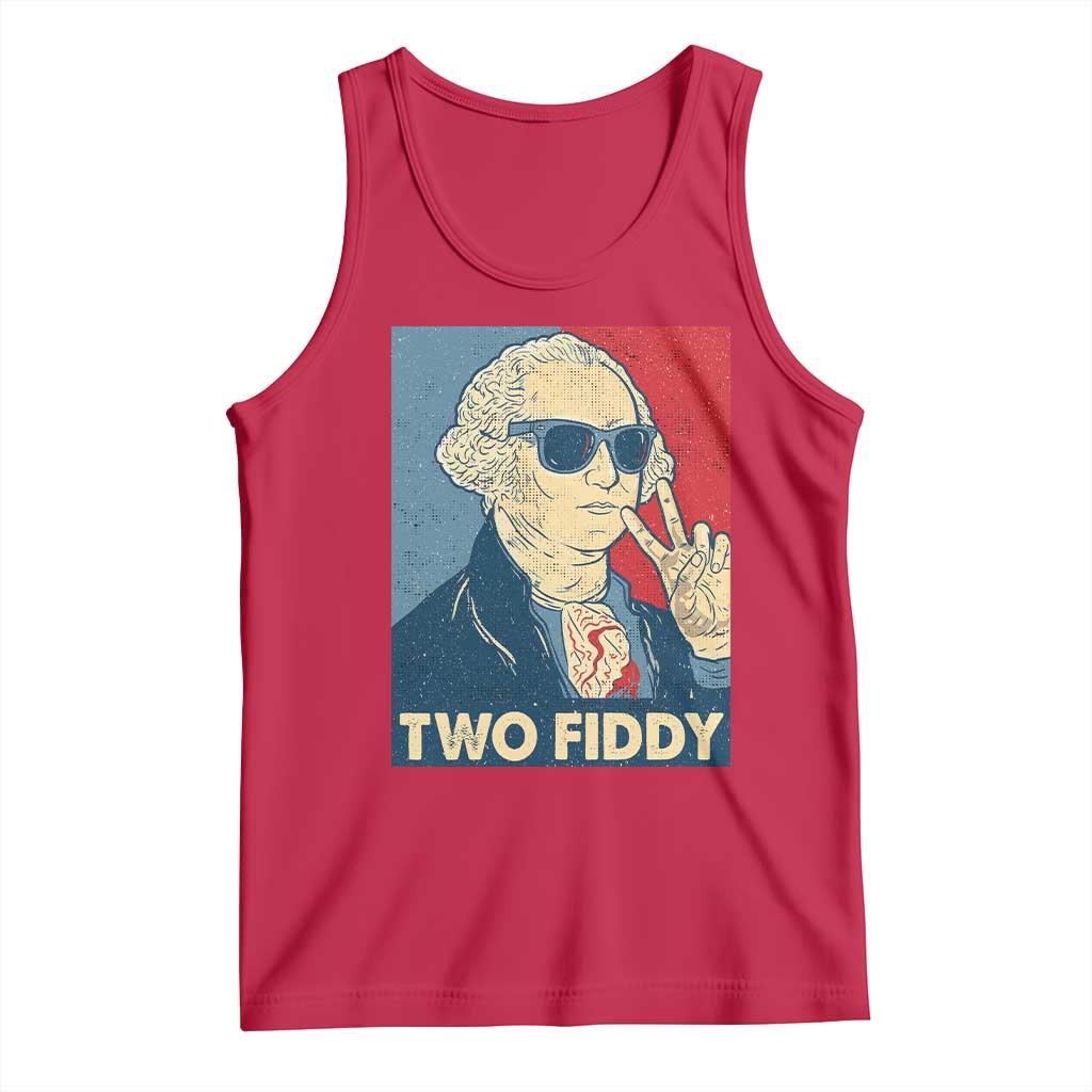 Two Fiddy George Washington 250th Anniversary Tank Top Funny 4th of July