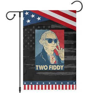 Two Fiddy George Washington 250th Anniversary Patriotic Garden Flag Funny 4th of July TS14 Distressed Black Blue Print Your Wear
