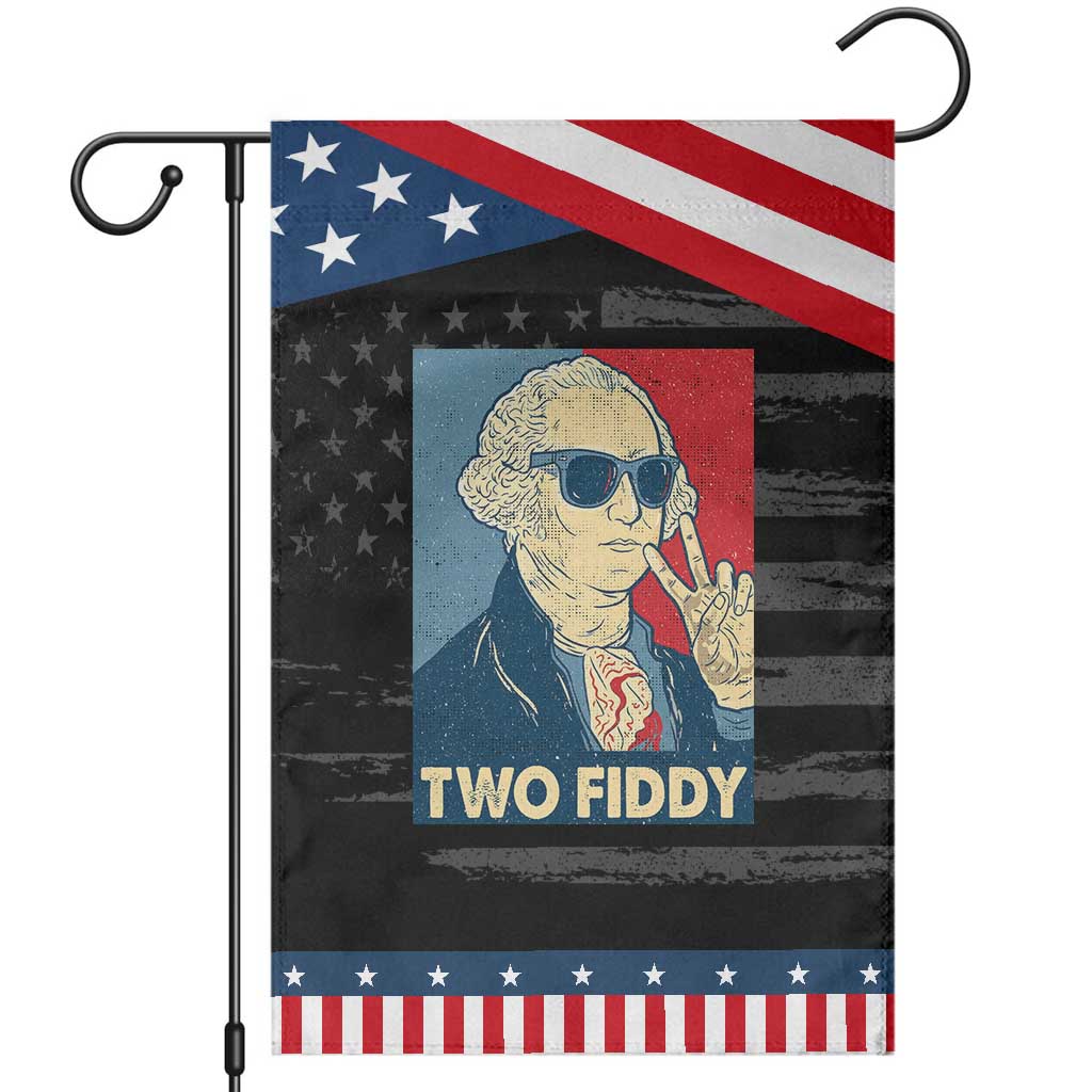 Two Fiddy George Washington 250th Anniversary Patriotic Garden Flag Funny 4th of July TS14 Distressed Black Blue Print Your Wear