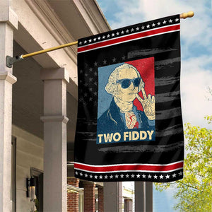 Two Fiddy George Washington 250th Anniversary Patriotic Garden Flag Funny 4th of July TS14 Distressed Black Red Print Your Wear
