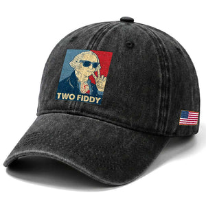 Two Fiddy George Washington 250th Anniversary Washed Cotton Baseball Cap Funny 4th of July
