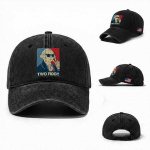 Two Fiddy George Washington 250th Anniversary Washed Cotton Baseball Cap Funny 4th of July