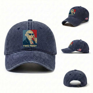 Two Fiddy George Washington 250th Anniversary Washed Cotton Baseball Cap Funny 4th of July