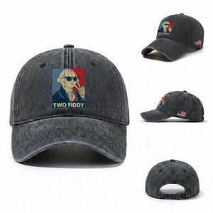 Two Fiddy George Washington 250th Anniversary Washed Cotton Baseball Cap Funny 4th of July