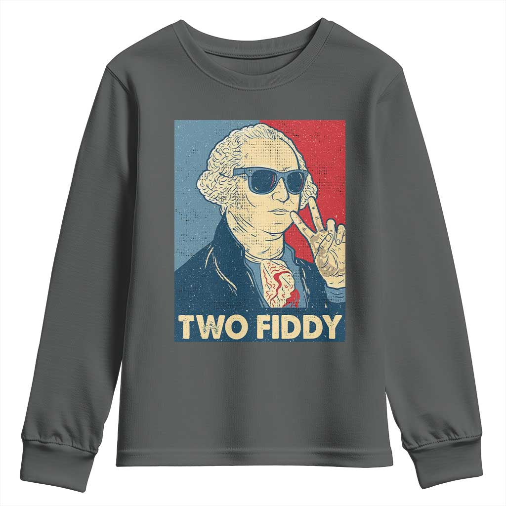 Two Fiddy George Washington 250th Anniversary Youth Sweatshirt Funny 4th of July