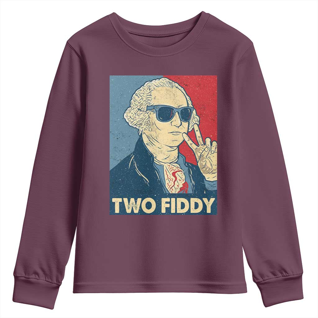 Two Fiddy George Washington 250th Anniversary Youth Sweatshirt Funny 4th of July