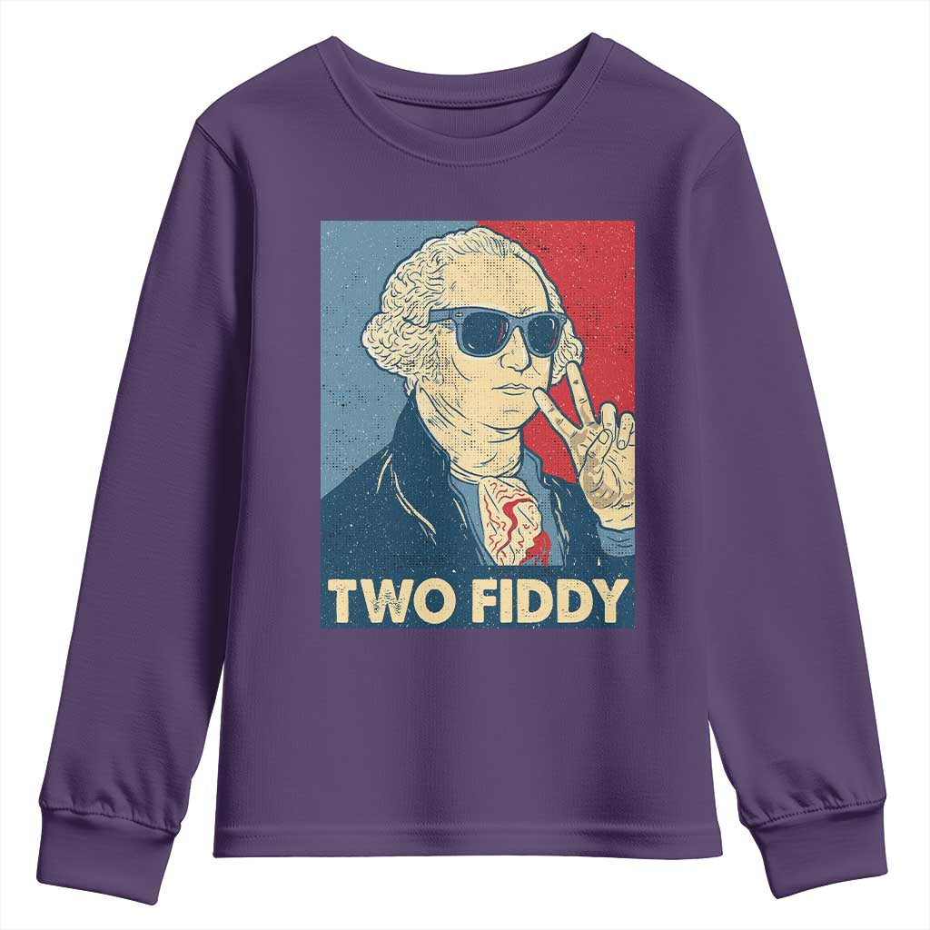 Two Fiddy George Washington 250th Anniversary Youth Sweatshirt Funny 4th of July