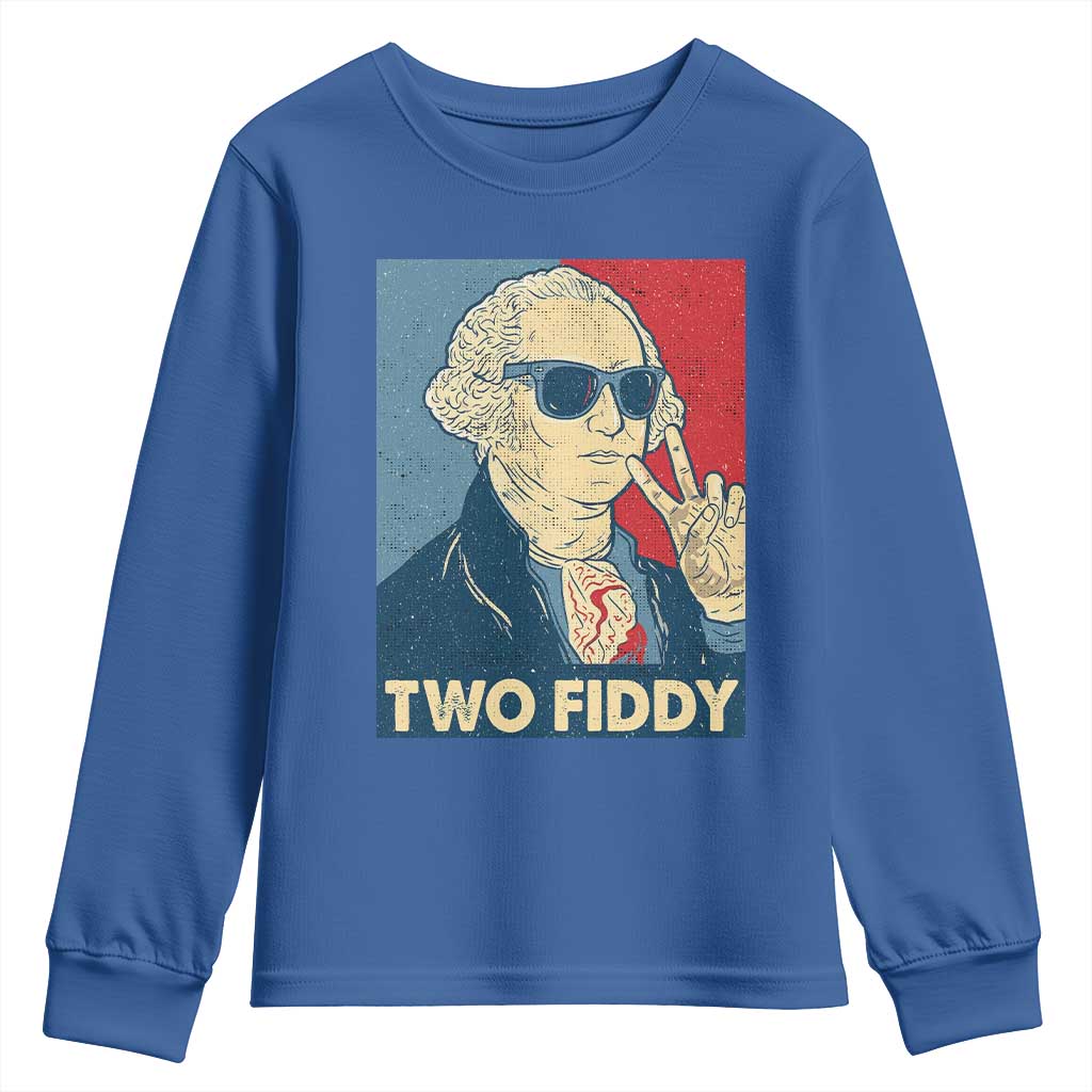 Two Fiddy George Washington 250th Anniversary Youth Sweatshirt Funny 4th of July