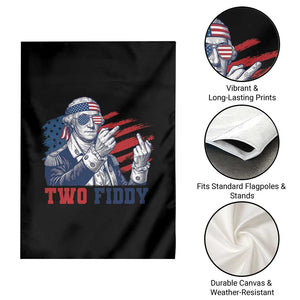 Two Fiddy 250th Anniversary Garden Flag Funny George Washington 4th of July