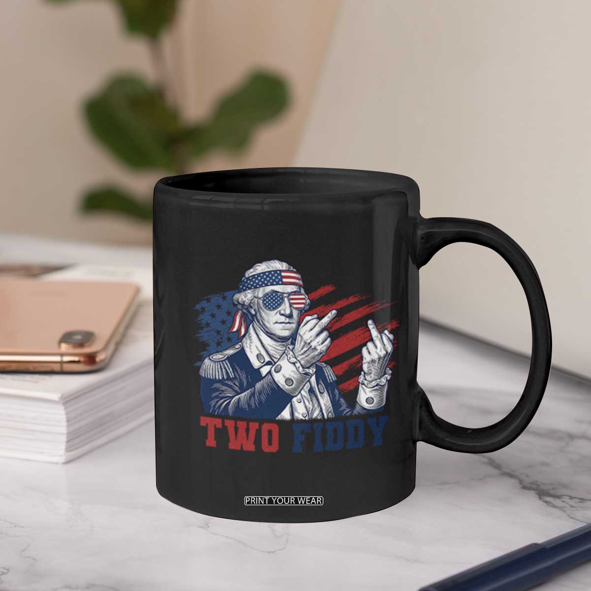 Two Fiddy 250th Anniversary Coffee Mug Funny George Washington 4th of July