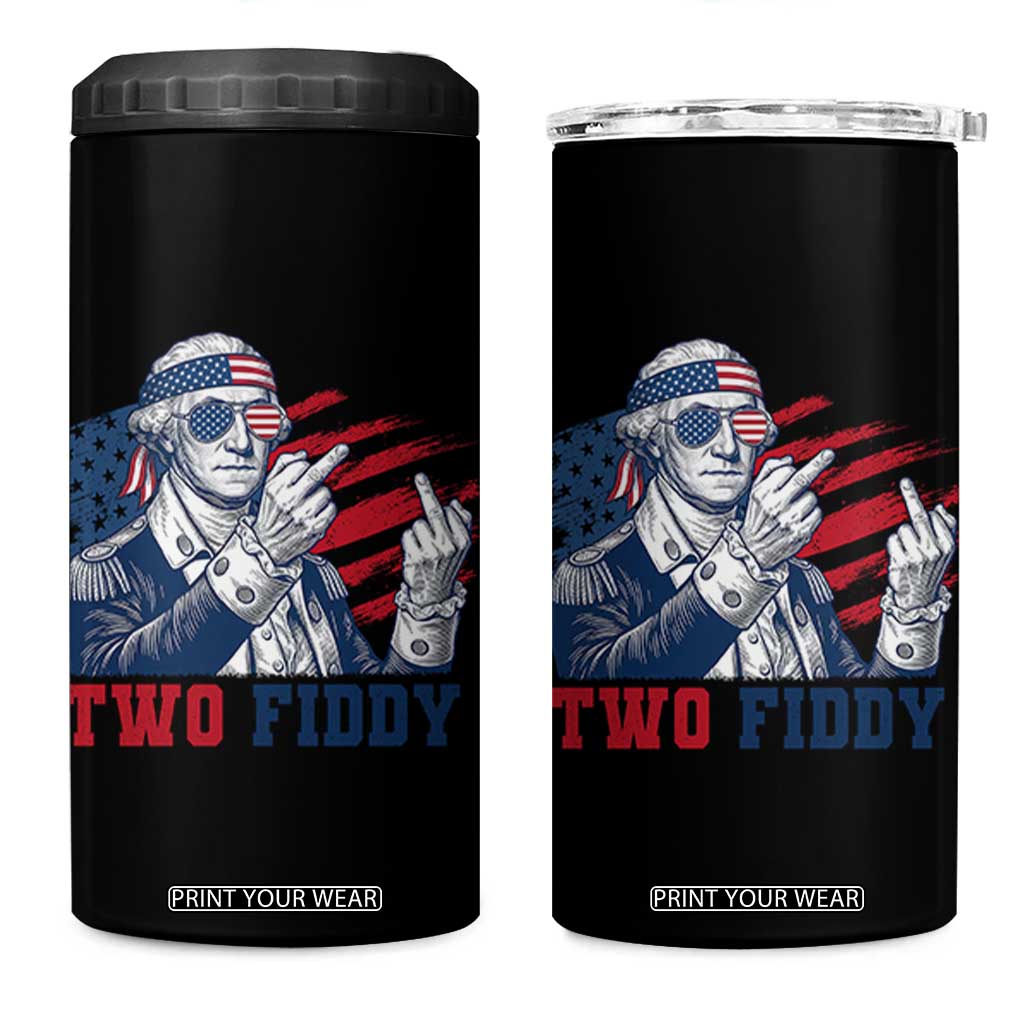 Two Fiddy 250th Anniversary 4 in 1 Can Cooler Tumbler Funny George Washington 4th of July
