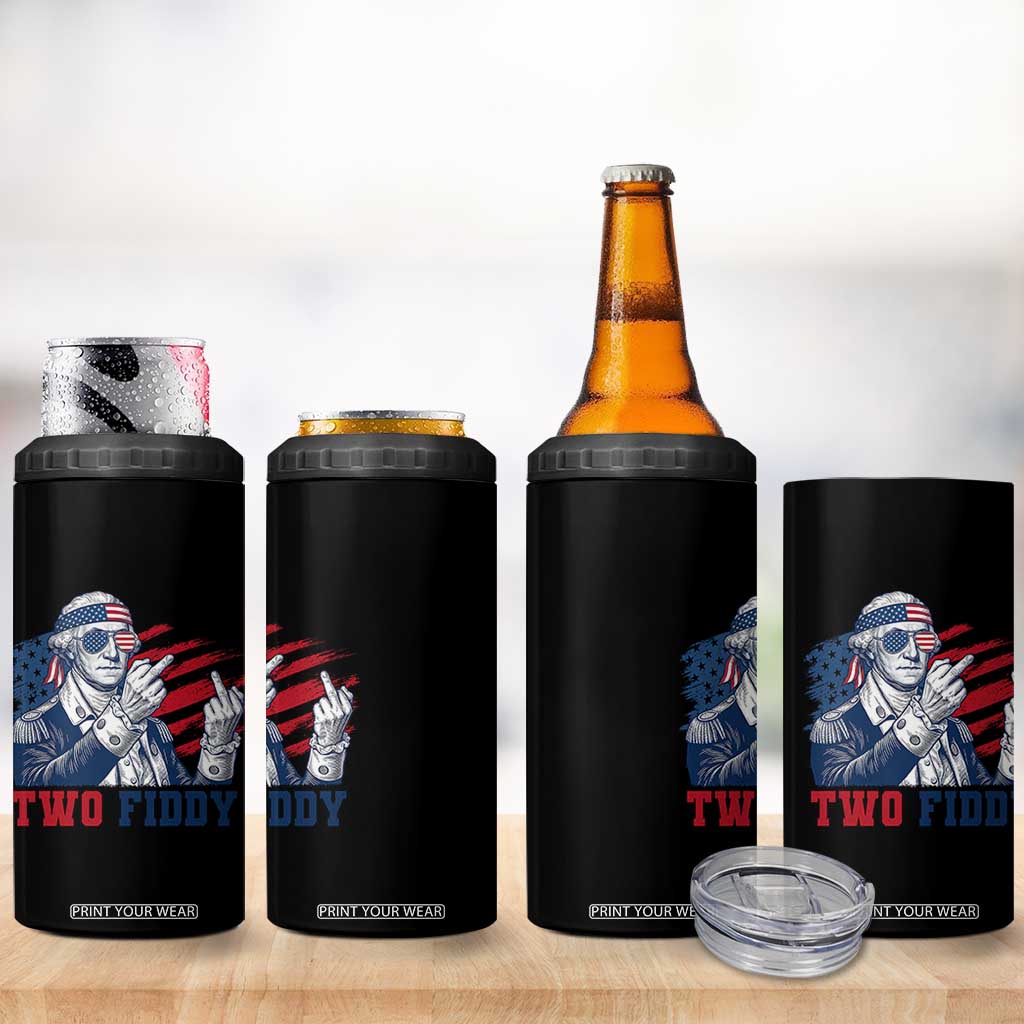 Two Fiddy 250th Anniversary 4 in 1 Can Cooler Tumbler Funny George Washington 4th of July