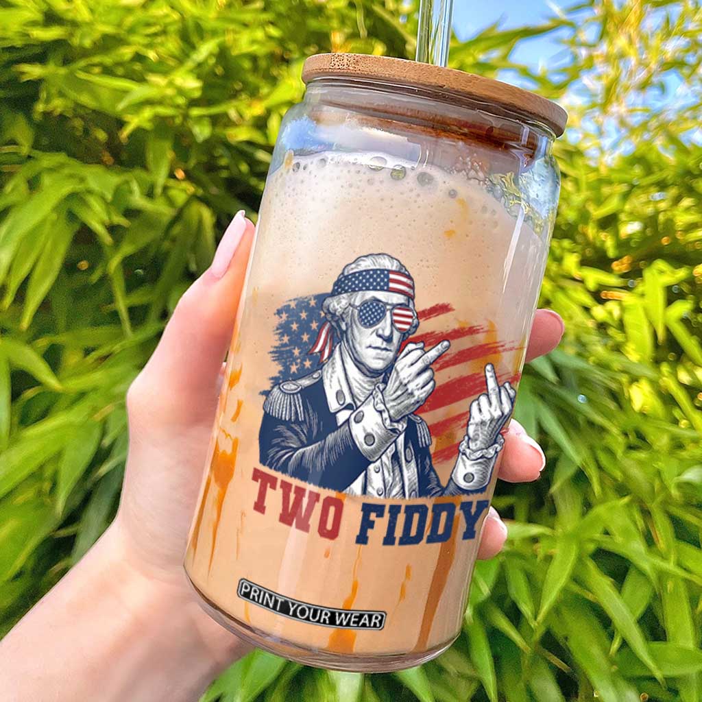 Two Fiddy 250th Anniversary Glass Can Funny George Washington 4th of July