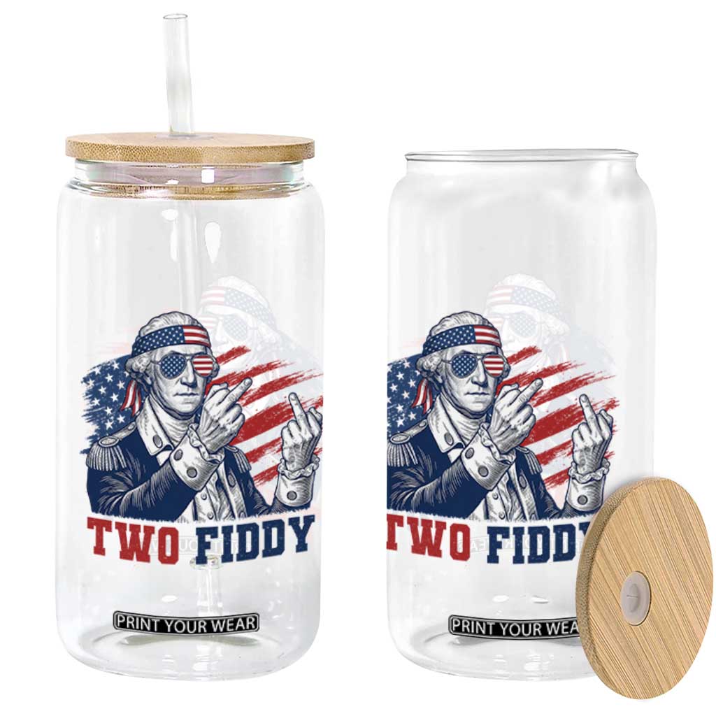 Two Fiddy 250th Anniversary Glass Can Funny George Washington 4th of July