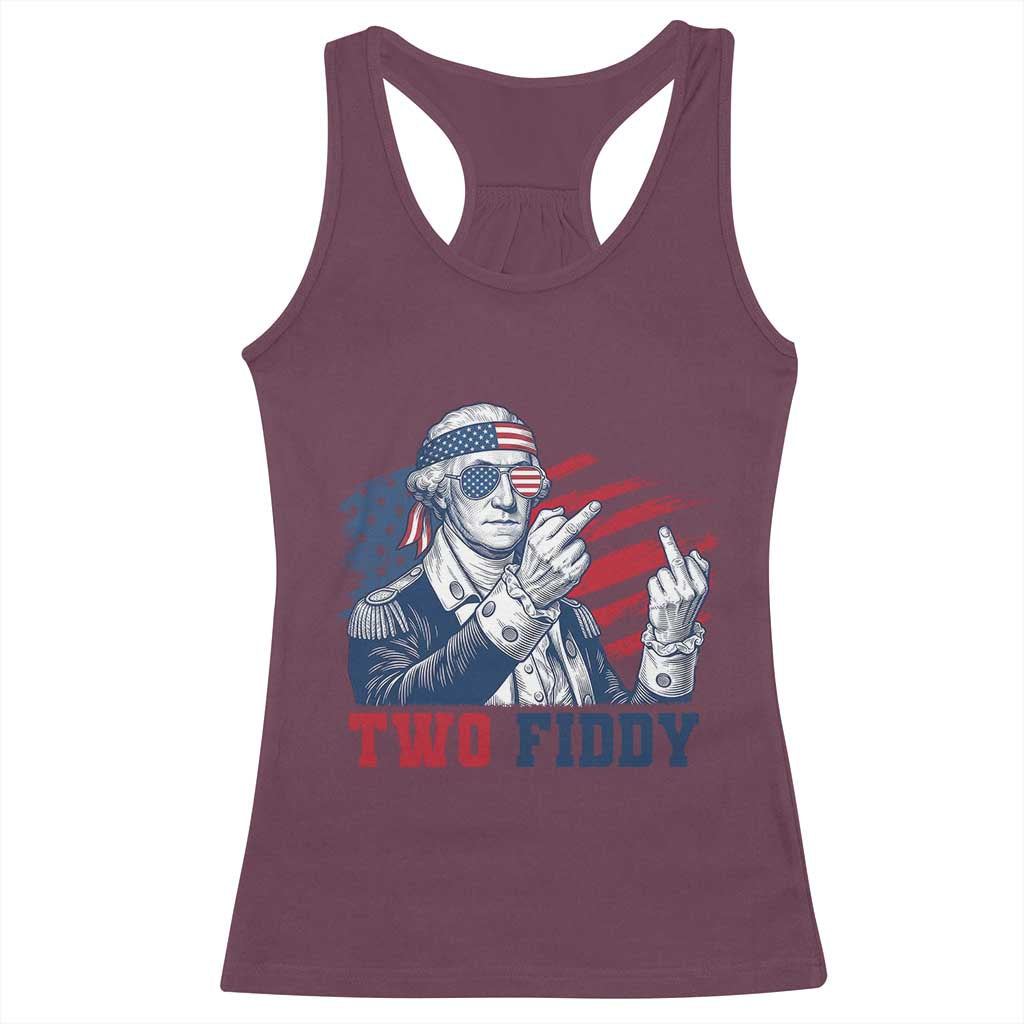 Two Fiddy 250th Anniversary Racerback Tank Top Funny George Washington 4th of July
