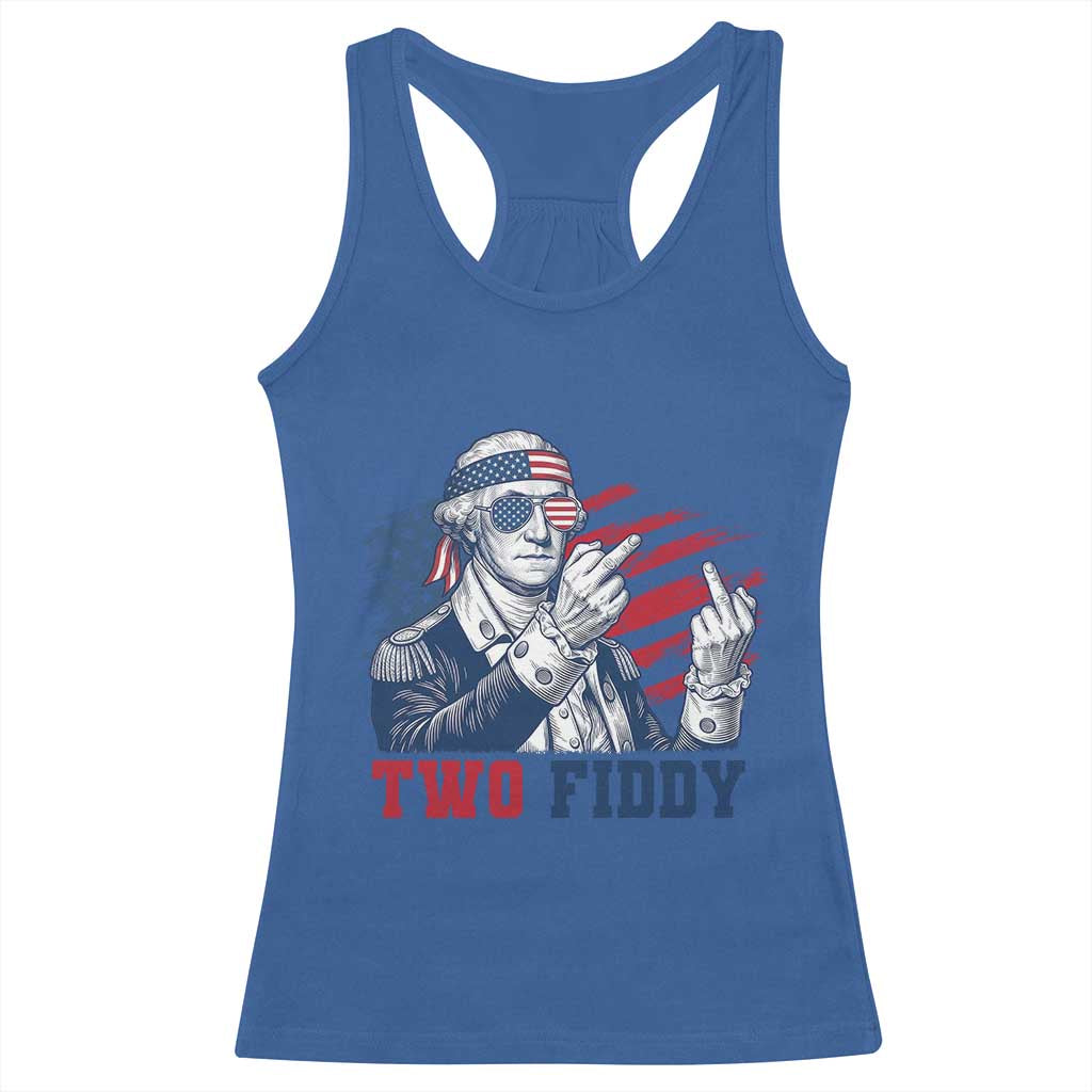 Two Fiddy 250th Anniversary Racerback Tank Top Funny George Washington 4th of July