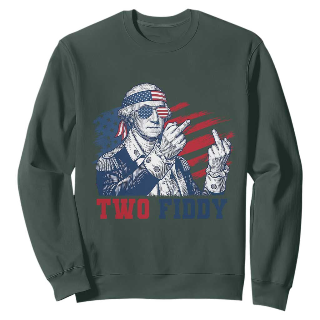 Two Fiddy 250th Anniversary Sweatshirt Funny George Washington 4th of July