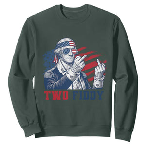 Two Fiddy 250th Anniversary Sweatshirt Funny George Washington 4th of July