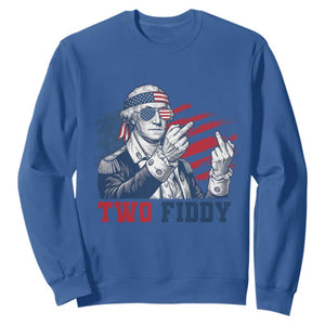 Two Fiddy 250th Anniversary Sweatshirt Funny George Washington 4th of July