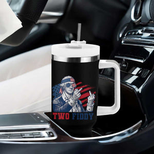 Two Fiddy 250th Anniversary Tumbler With Handle Funny George Washington 4th of July