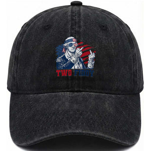 Two Fiddy 250th Anniversary Washed Cotton Baseball Cap Funny George Washington 4th of July