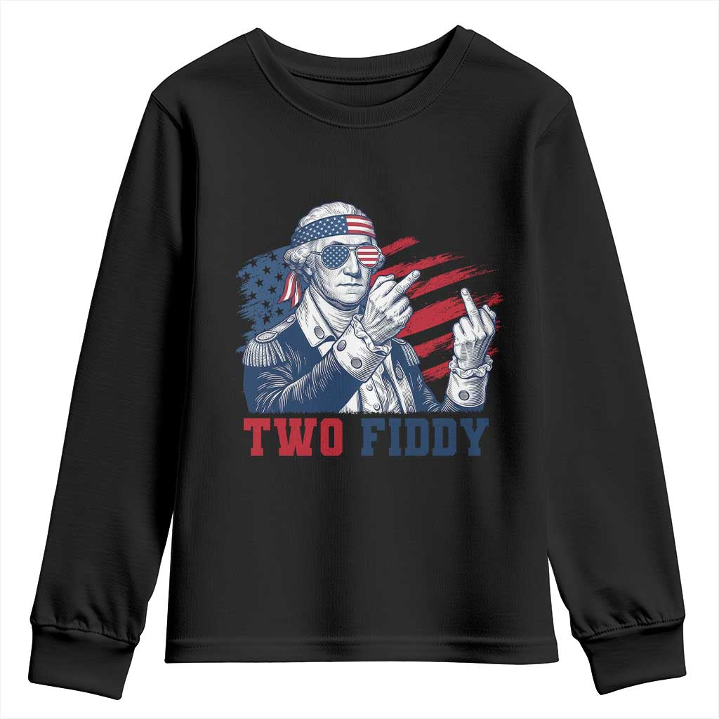 Two Fiddy 250th Anniversary Youth Sweatshirt Funny George Washington 4th of July