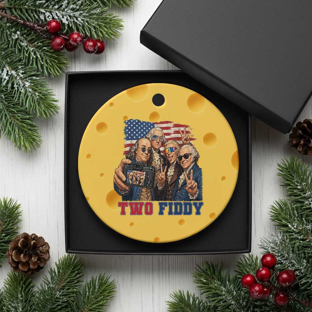 Two Fiddy 250th Anniversary Ceramic Ornament Funny Founding Father 4th of July