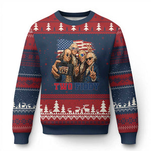 Two Fiddy 250th Anniversary Ugly Christmas Sweater Funny Founding Father 4th of July
