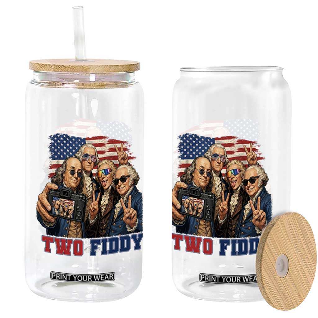 Two Fiddy 250th Anniversary Glass Can Funny Founding Father 4th of July