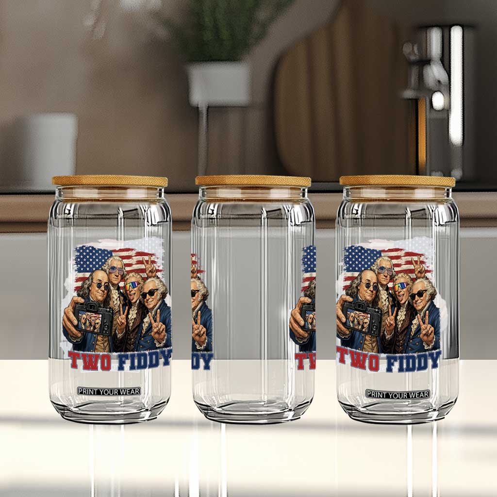 Two Fiddy 250th Anniversary Glass Can Funny Founding Father 4th of July