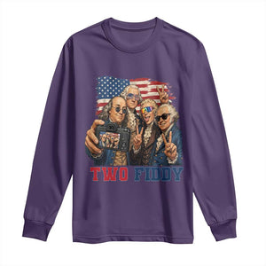 Two Fiddy 250th Anniversary Long Sleeve Shirt Funny Founding Father 4th of July