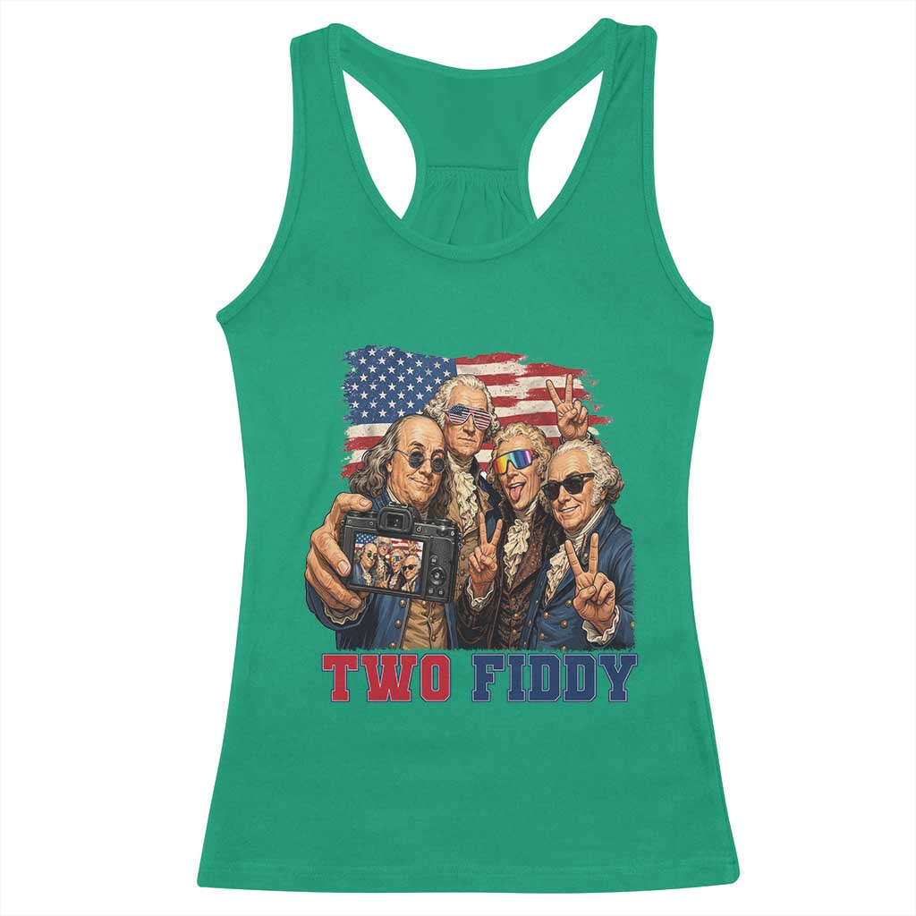 Two Fiddy 250th Anniversary Racerback Tank Top Funny Founding Father 4th of July