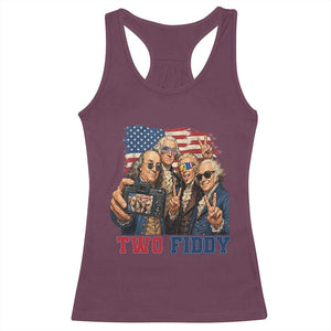 Two Fiddy 250th Anniversary Racerback Tank Top Funny Founding Father 4th of July