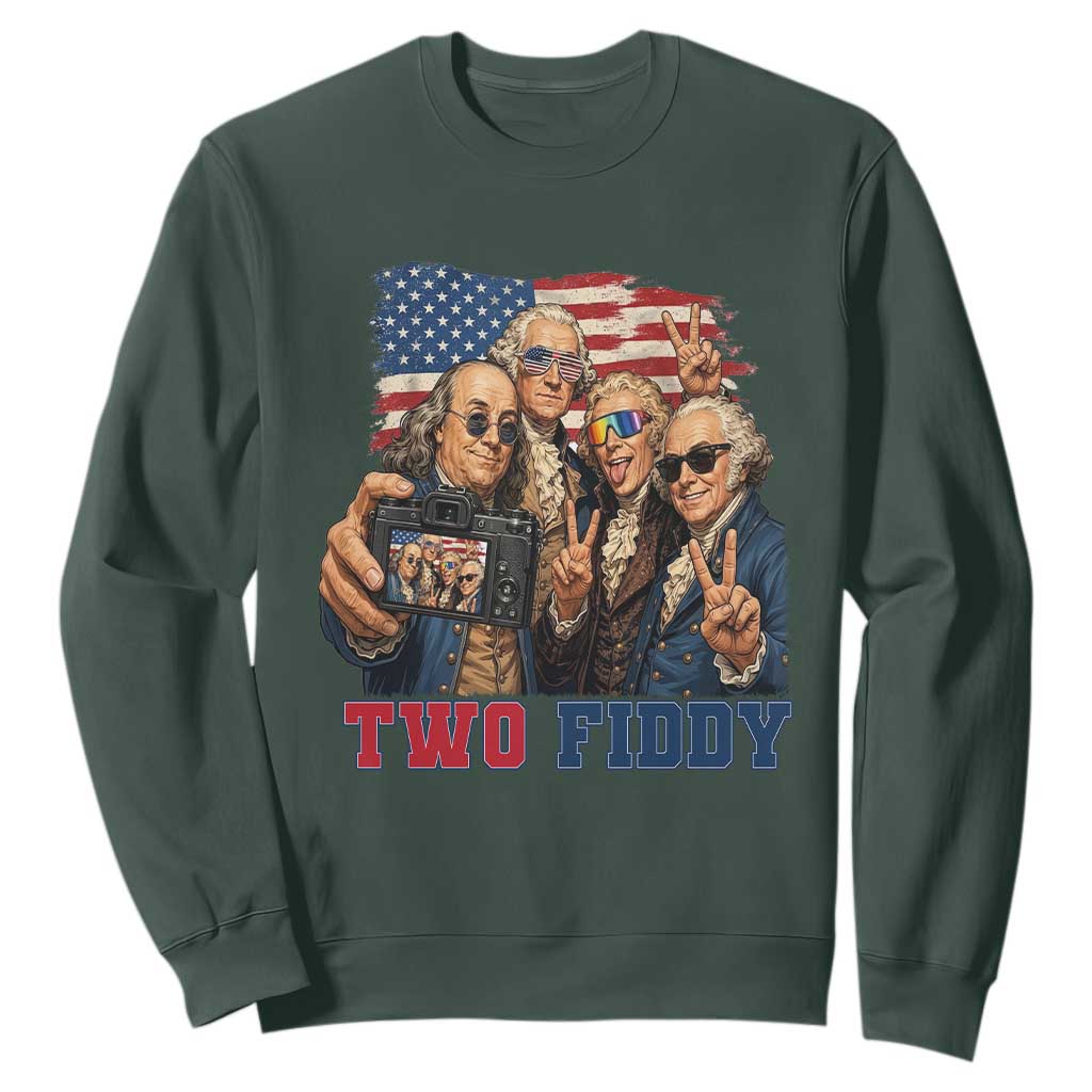 Two Fiddy 250th Anniversary Sweatshirt Funny Founding Father 4th of July