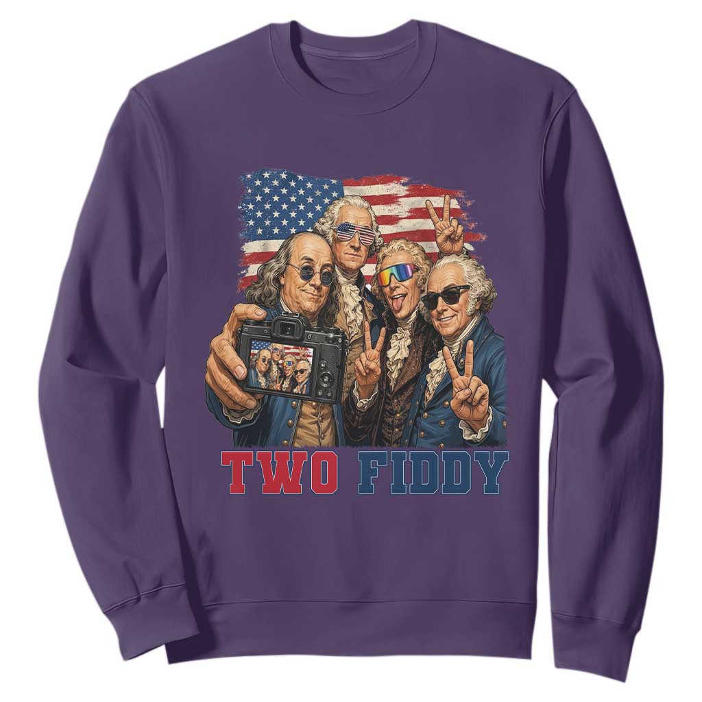 Two Fiddy 250th Anniversary Sweatshirt Funny Founding Father 4th of July