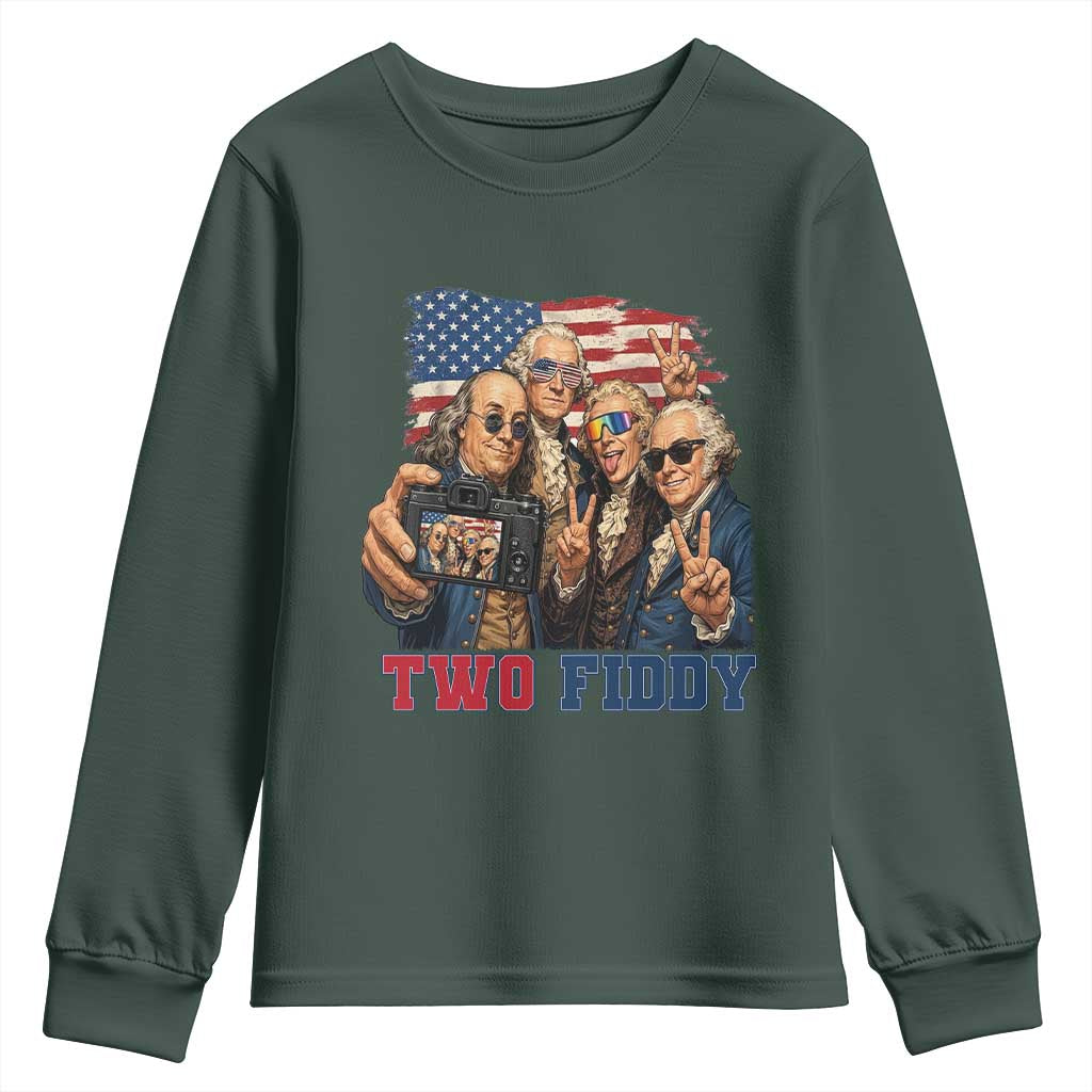 Two Fiddy 250th Anniversary Youth Sweatshirt Funny Founding Father 4th of July