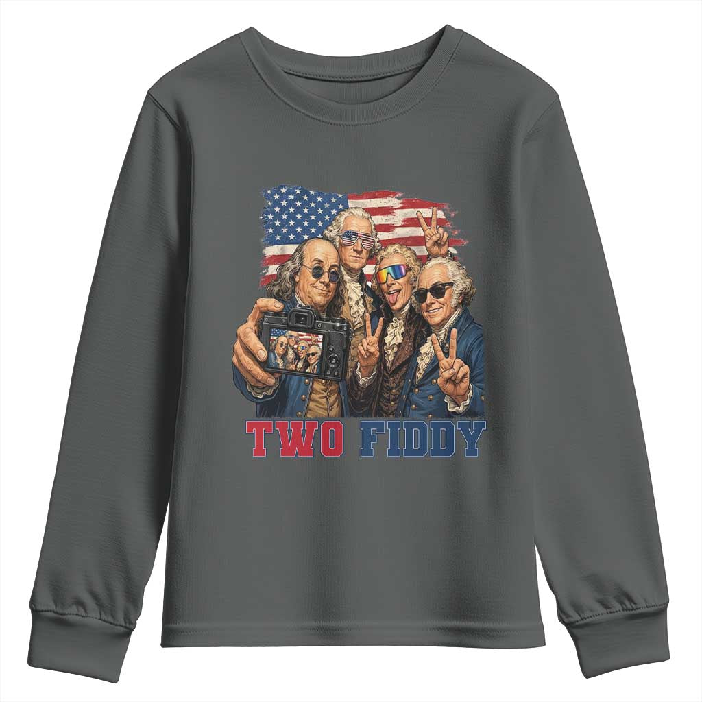 Two Fiddy 250th Anniversary Youth Sweatshirt Funny Founding Father 4th of July