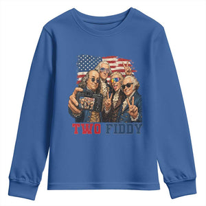 Two Fiddy 250th Anniversary Youth Sweatshirt Funny Founding Father 4th of July