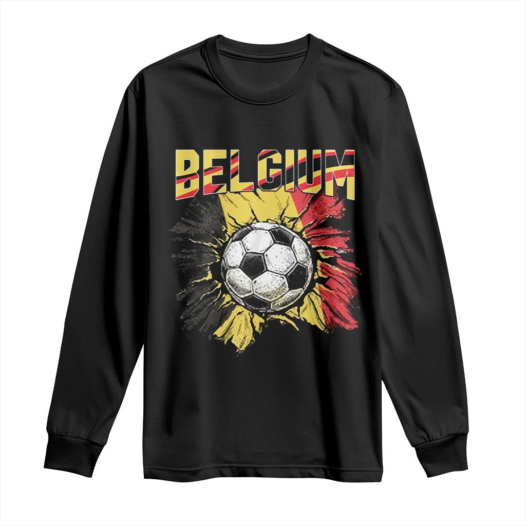 Belgium Belgian Flag Souvenir Belgie Long Sleeve Shirt Game Day Soccer Fans Football TS14 Black Print Your Wear