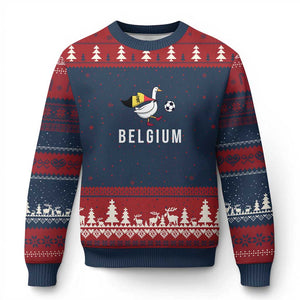 Belgium Football Ugly Christmas Sweater Silly Goose Soccer Fan Support