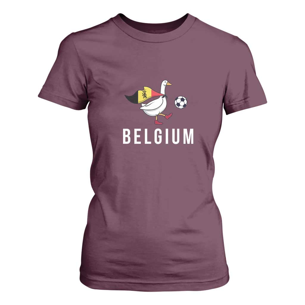 Belgium Football T Shirt For Women Silly Goose Soccer Fan Support