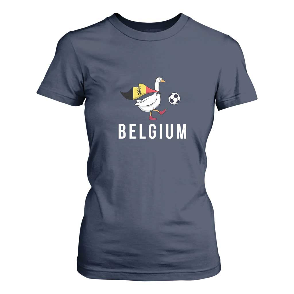 Belgium Football T Shirt For Women Silly Goose Soccer Fan Support