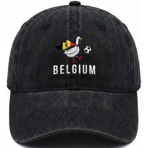 Belgium Football Washed Cotton Baseball Cap Silly Goose Soccer Fan Support
