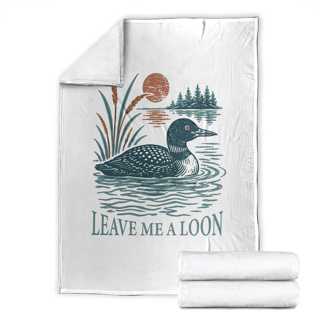 Leave Me A Loon Vintage Lake Bird Throw Blanket Funny Loon Pun Nature Bird Lovers