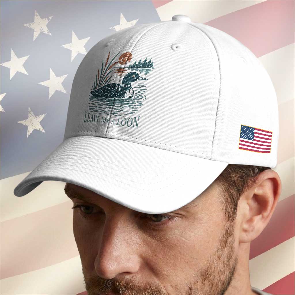 Leave Me A Loon Vintage Lake Bird Baseball Cap Funny Loon Pun Nature Bird Lovers
