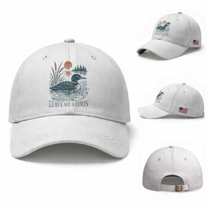 Leave Me A Loon Vintage Lake Bird Baseball Cap Funny Loon Pun Nature Bird Lovers